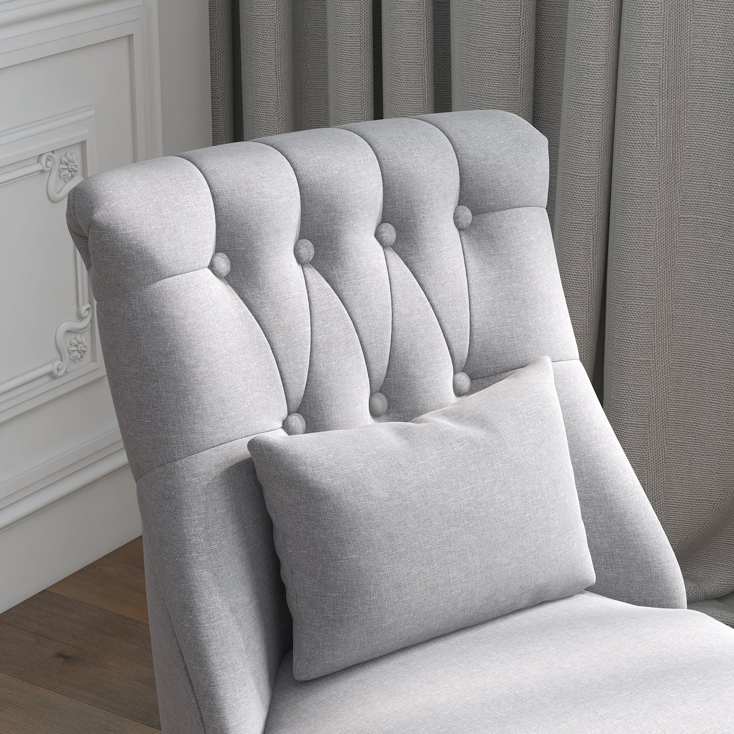 HOMCOM Sessel Wohnzimmer Relaxsessel Loungesessel Ruhesessel mit Rückenkissen, Holzbeine, Lesesessel mit Leinenoptik, Polstersessel für Schlafzimmer, Grau