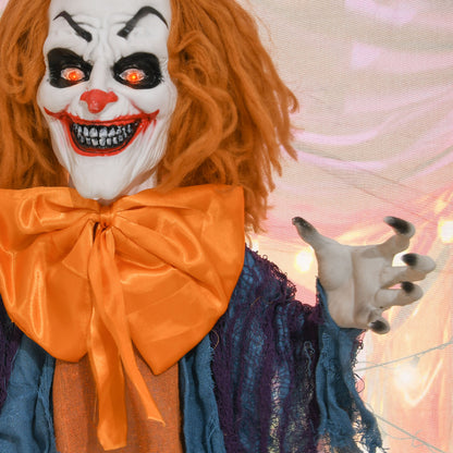 HOMCOM Horrorclown, Helloweendeko, aktiviert mit Geräusche/Berührung, rote Augen, Sound, 168 cm