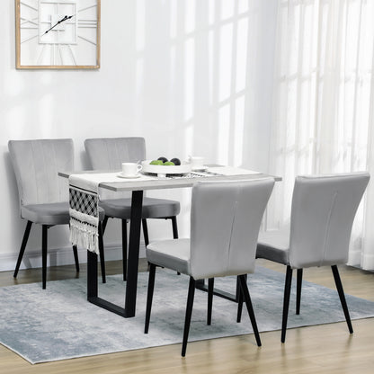 HOMCOM 4er-Set Esszimmerstühle، Akzentstühle für Kitchen and Esszimmer، Stuhlset، Velours-Optik، Hellgrau + Schwarz