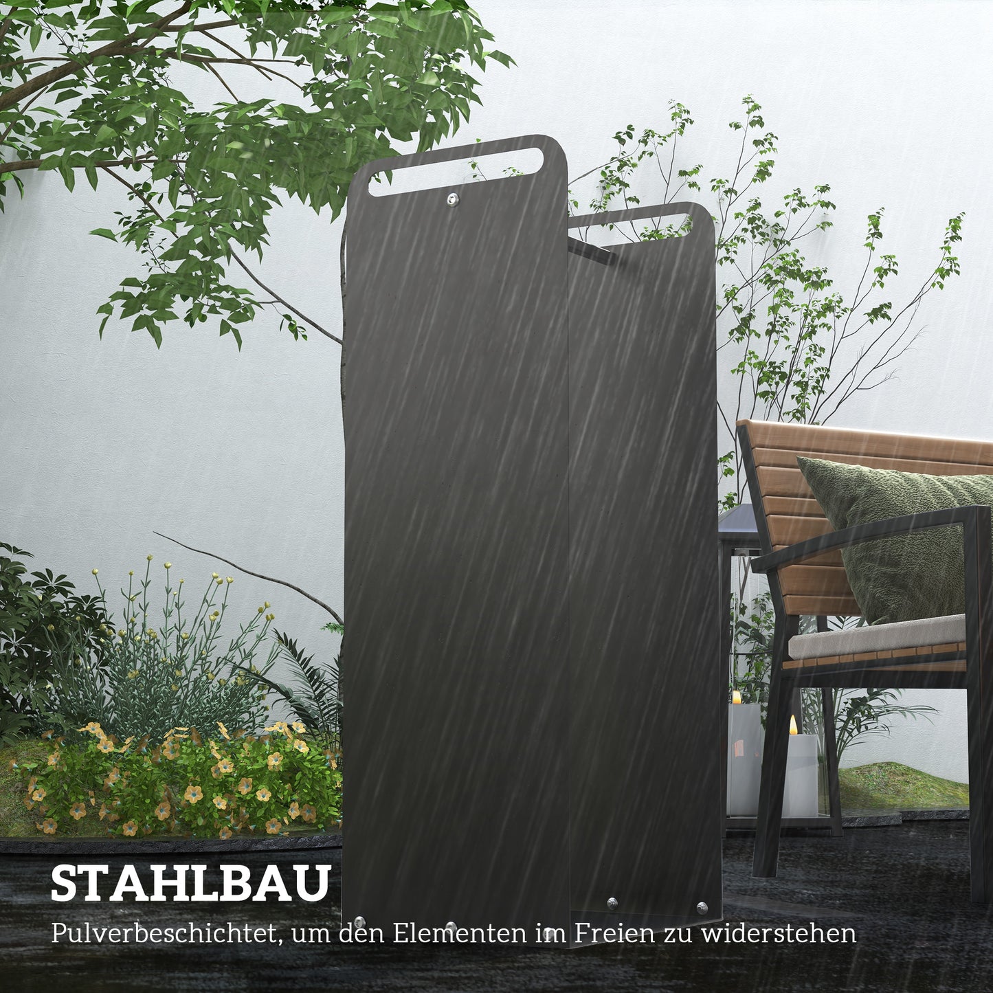 Outsunny Feuerholzgestell، 2 Tragegriffe، Stahlrahmen، مكرر 30 كجم، 37x30x90 سم، شوارتز