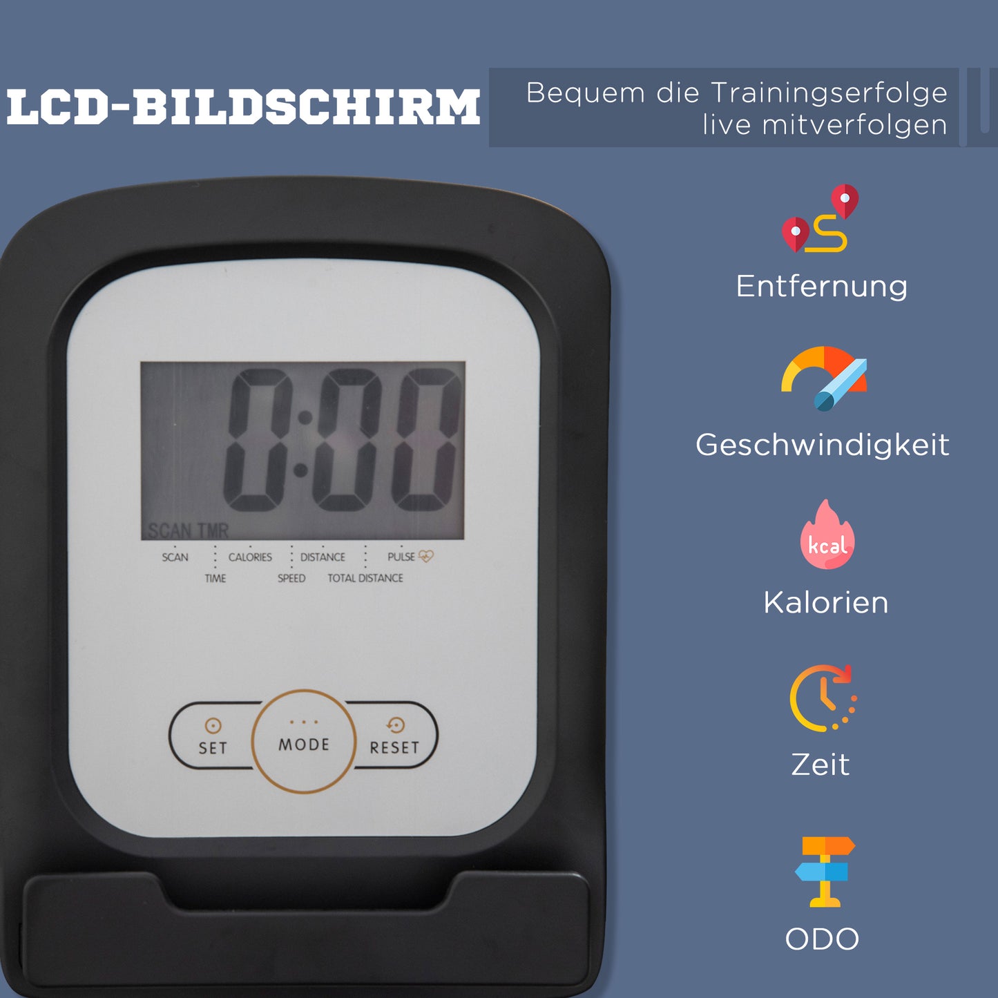 HOMCOM Radtrainer mit 8-stufigem Widerstand 122-137 x 62 x 103cm Stahl Grau+Schwarz+Silber
