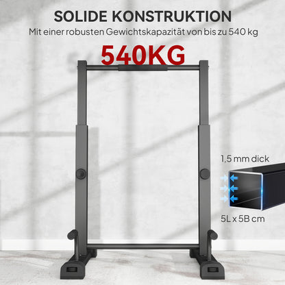 SPORTNOW Dip-Station, Liegestütz-Ständer, 93-117 cm höhenverstellbar, 540 kg Belastbarkeit, Ganzkörper-Training, Schwarz