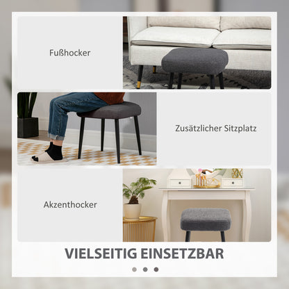 HOMCOM Hocker، Fußstütze، gepolsterter Sitz، Kaschmir-Optik، Stahlbeine، 42 × 42 × 44 سم، Dunkelgrau