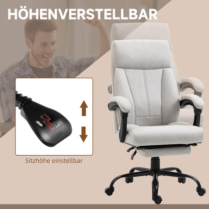 Vinsetto Massage-Bürostuhl Bürostuhl Computerstuhl, Lendenheizung, Neigungsfunktion, Hellgrau