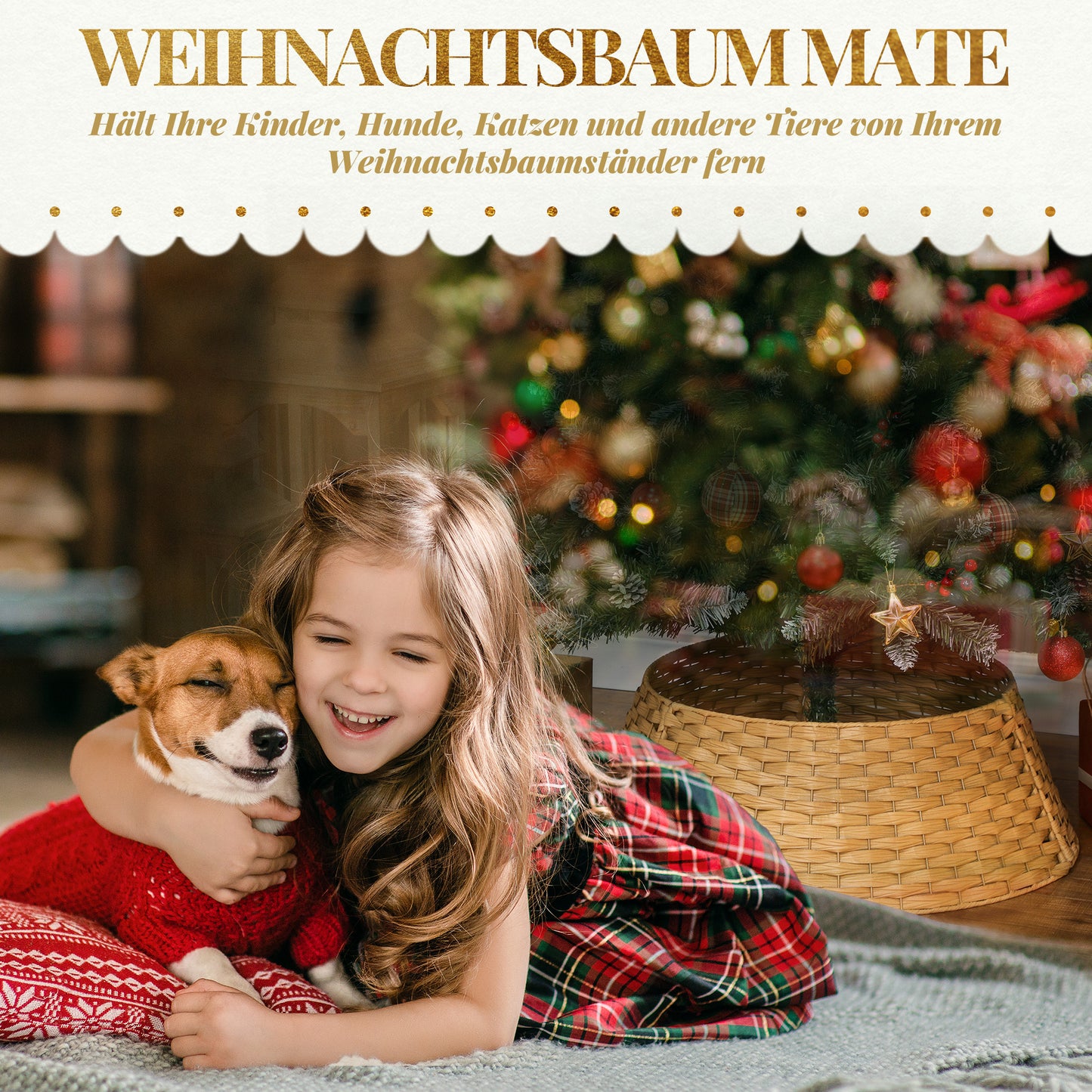 HOMCOM Weihnachtsbaumrock, Ø 68cm Weihnachtsbaum Kragen aus Kunststoff, für den Christbaum Ständer, Weihnachtsbaumständer Abdeckung für Zuhause, Party, Dekoration, Naturholz