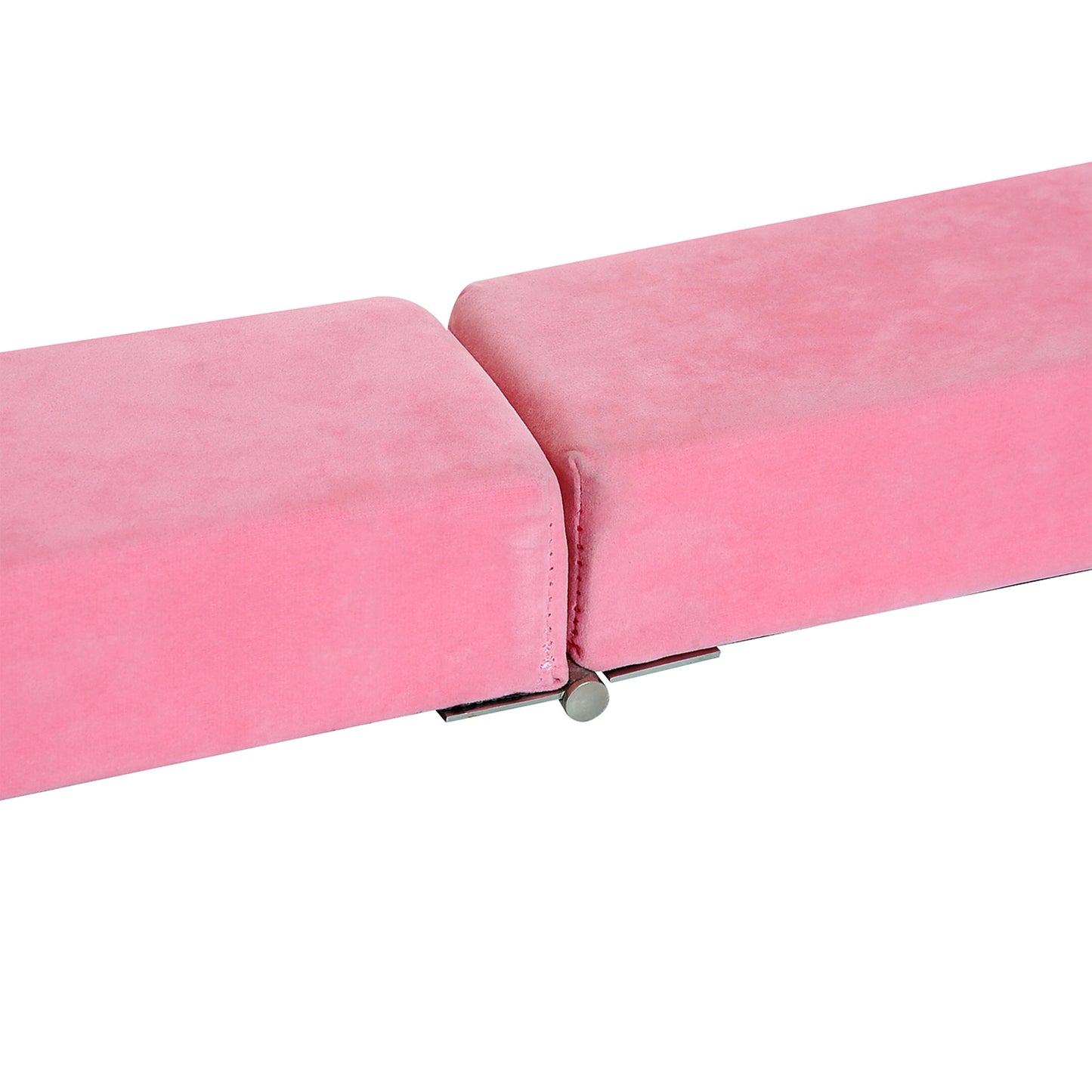 HOMCOM Faltbarer Schwebebalken, rutschfest, Wildlederbezug, robustes Holz, 210 x 10 x 6,5 cm, Rosa
