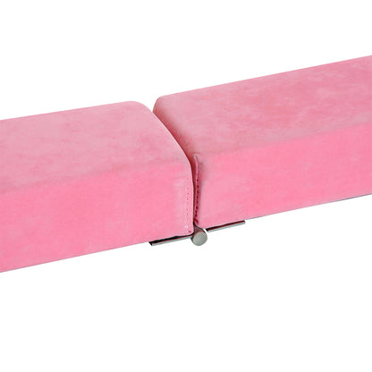 HOMCOM Faltbarer Schwebebalken, rutschfest, Wildlederbezug, robustes Holz, 210 x 10 x 6,5 cm, Rosa