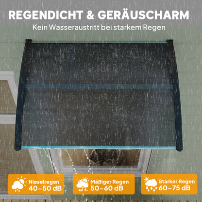 Outsunny Vordach, Haustürvordach, Überdachung für Eingänge und Fenster, 100L x 75B x 23H cm, Schwarz