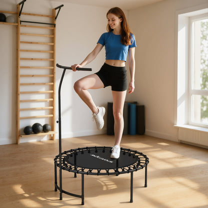SPORTNOW Rebounder-Trampolin, 5-stufig verstellbarer Griff, Workout-Trampolin, Schwarz