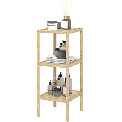HOMCOM Badezimmerregal, 3 Etagen, feuchtigkeitsbeständig, Bambus, 33 x 31 x 78 cm