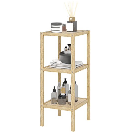 HOMCOM Badezimmerregal, 3 Etagen, feuchtigkeitsbeständig, Bambus, 33 x 31 x 78 cm