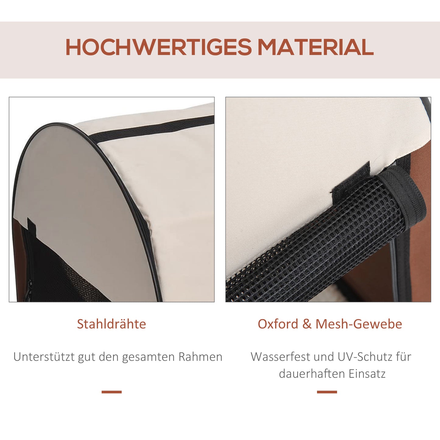 PawHut Hundebox faltbare Hundetransportbox Haustierrucksack mit Kissen Reisetasche Transportbox für Tier wasserdicht Oxfordstoff Kaffee 61 x 46 x 51 cm