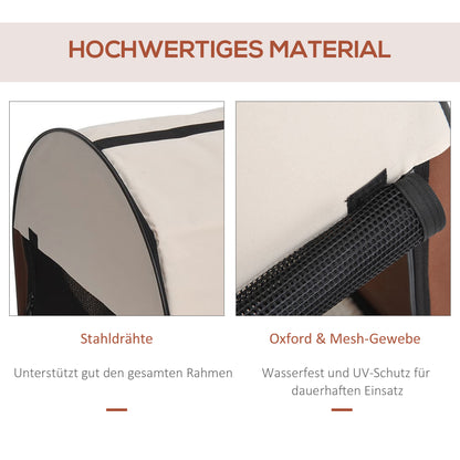 PawHut Hundebox faltbare Hundetransportbox Haustierrucksack mit Kissen Reisetasche Transportbox für Tier wasserdicht Oxfordstoff Kaffee 61 x 46 x 51 cm