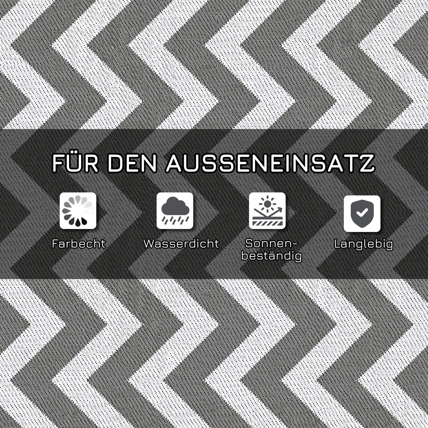 Outsunny Outdoor-Teppich, wasserdicht, doppelseitiges Design, hochwertige Kunststofffaser, hellgrau+weiß, 121 x 182 cm