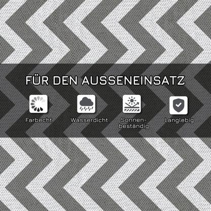 Outsunny Outdoor-Teppich, wasserdicht, doppelseitiges Design, hochwertige Kunststofffaser, hellgrau+weiß, 121 x 182 cm