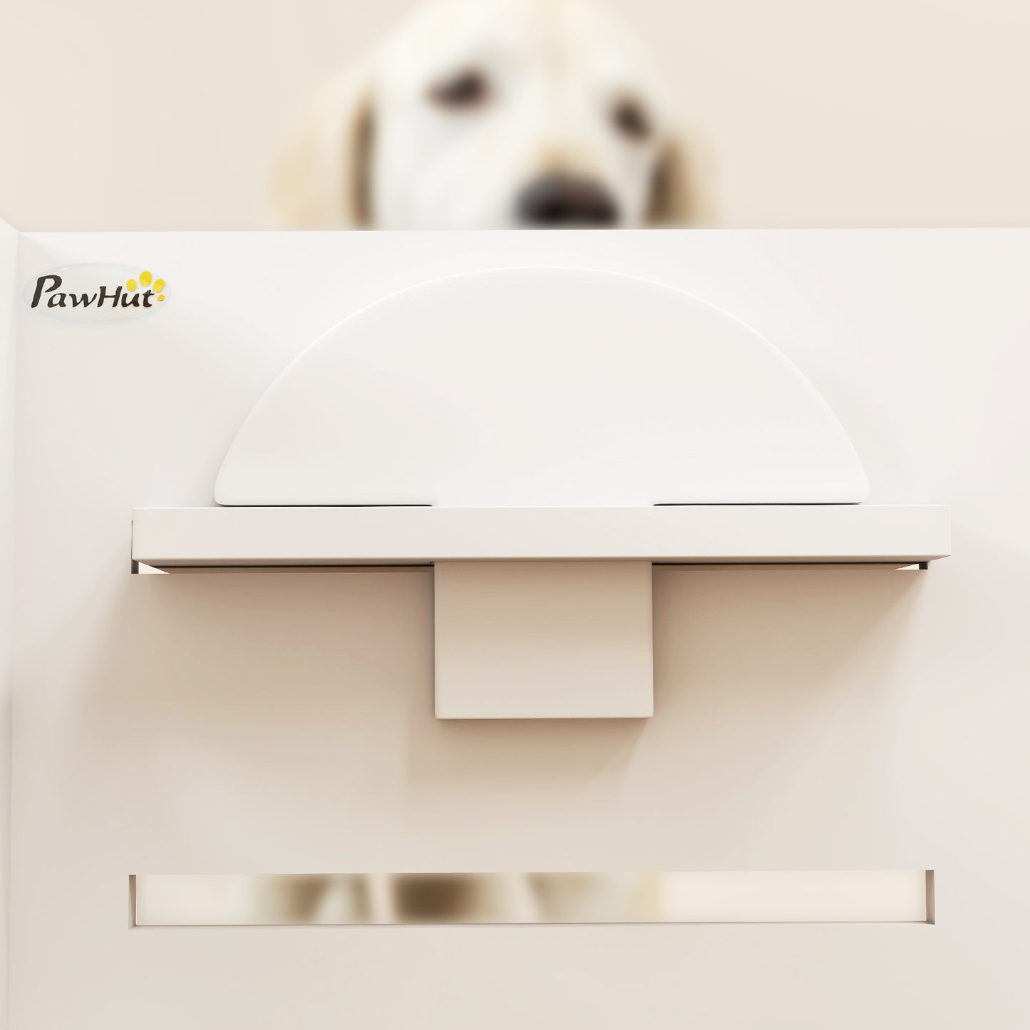PawHut Hundefutternapf-Gestell, verstellbare Futternäpfe mit separatem Design, 2 Edelstahlschüsseln, Anti-Schling-Matte, Weiß