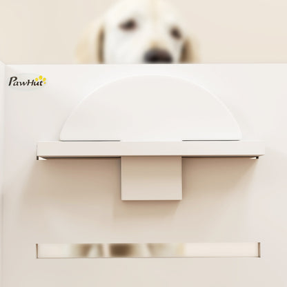 PawHut Hundefutternapf-Gestell, verstellbare Futternäpfe mit separatem Design, 2 Edelstahlschüsseln, Anti-Schling-Matte, Weiß