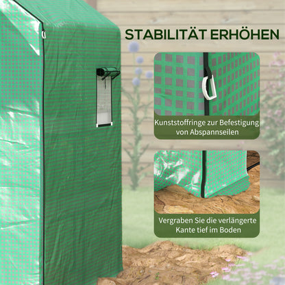Outsunny Gewächshaus-Folie، Ersatzplane، waterserdicht، aufrollabare Fenster &amp; Tür، 140 × 143 × 190 سم، Grün