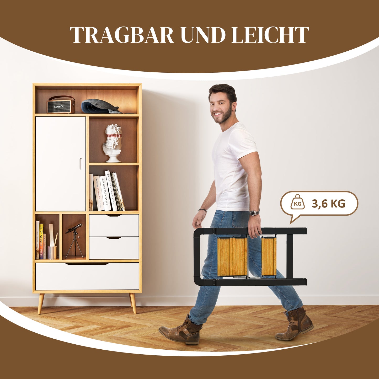 HOMCOM 2-stufige Trittleiter، Metall، faltbar، rutschfeste Plattform، Schwarz