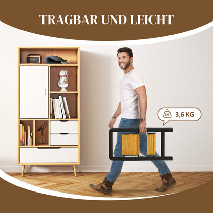 HOMCOM 2-stufige Trittleiter، Metall، faltbar، rutschfeste Plattform، Schwarz
