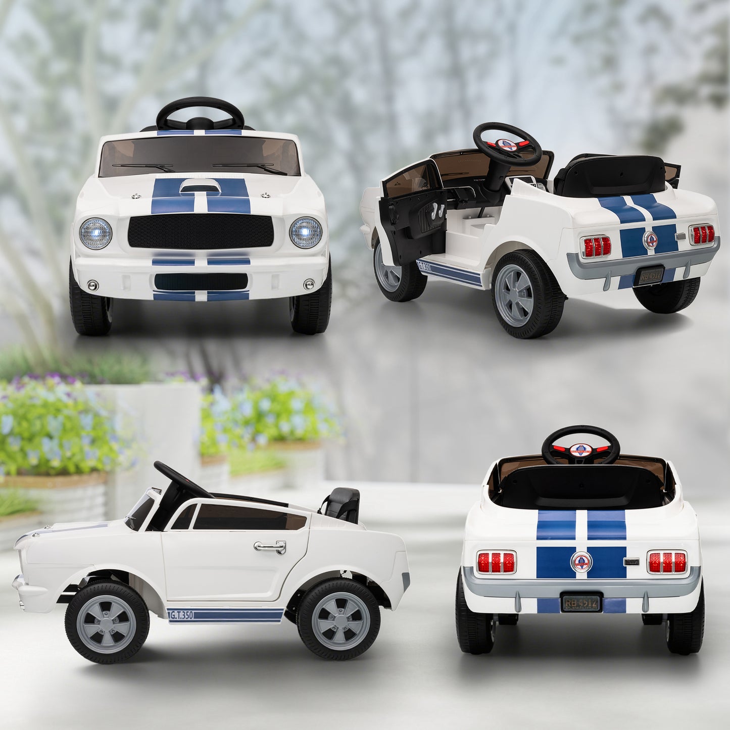AIYAPLAY Kinder Elektroauto 12V Kinderauto mit 2,4 GHz Fernbedienung, 2 Motor Hupe, LED, Musik Weiß