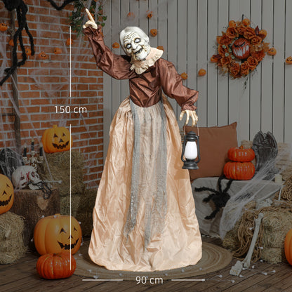 Outsunny 150 سم Halloween Dekoration Halloween Hexe mit LED-Lichter، Soundfunktion verstellbare Arme، Kopf