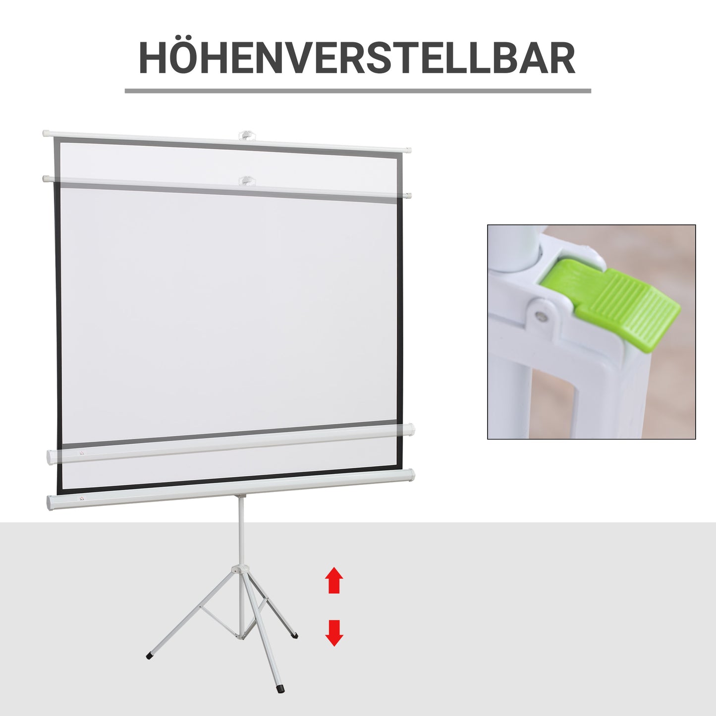 HOMCOM Projektionsleinwand im 4:3-Format, Kinoleinwand, Präsentationsfläche für Zuhause oder Büro, Weiß