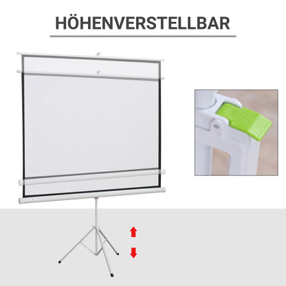 HOMCOM Projektionsleinwand im 4:3-Format, Kinoleinwand, Präsentationsfläche für Zuhause oder Büro, Weiß