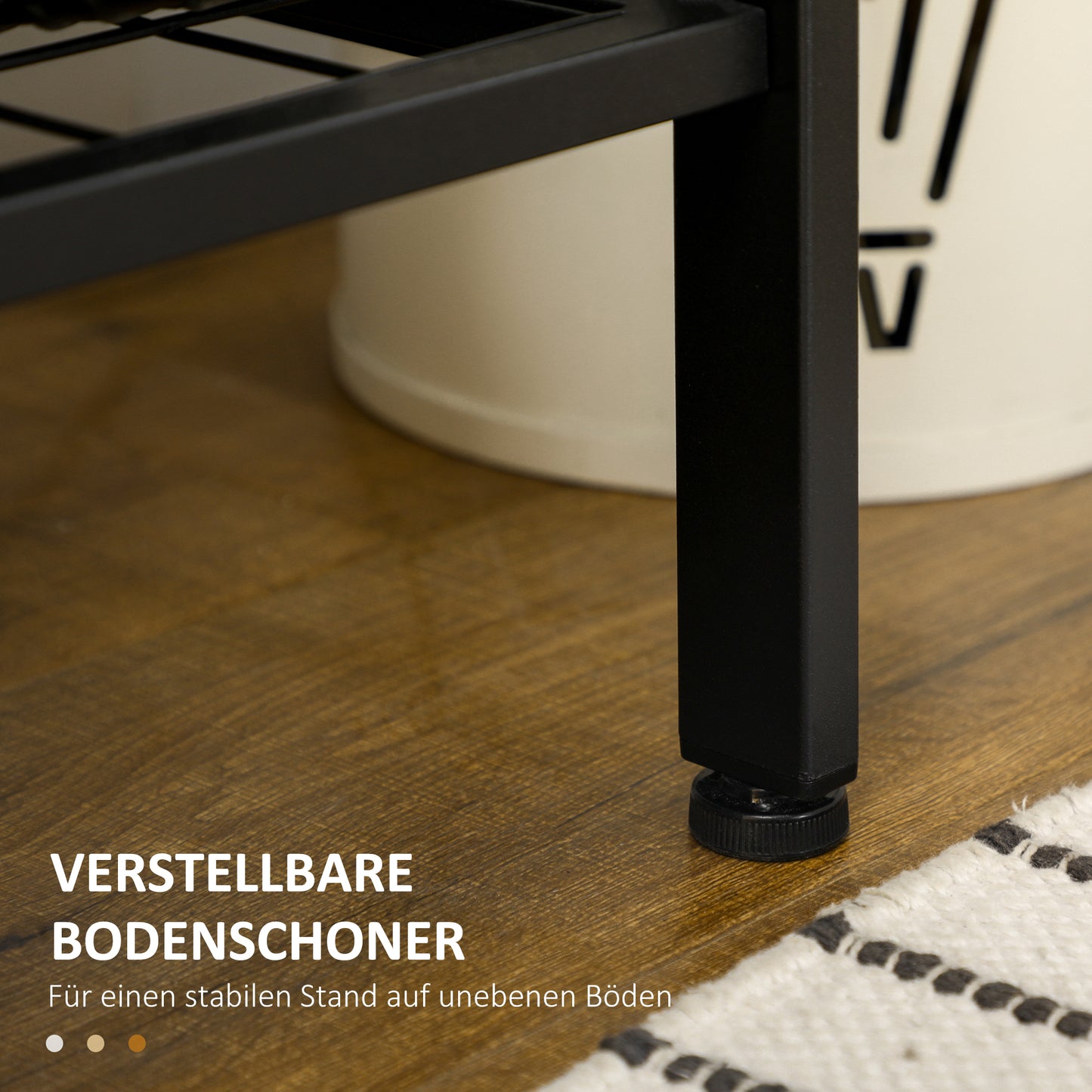 HOMCOM Garderobe im Industriedesign, 1 Memoboard, 1 Schuhbank, 8 Kleiderhaken, 1 Aufbewahrungstasche, Schwarz + Braun