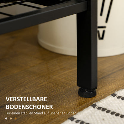 HOMCOM Garderobe im Industriedesign, 1 Memoboard, 1 Schuhbank, 8 Kleiderhaken, 1 Aufbewahrungstasche, Schwarz + Braun