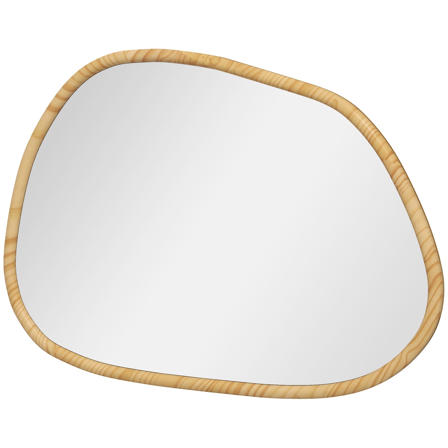 HOMCOM Wandspiegel Dekospiegel Spiegel, Vintage-Design, 70 cm x 2,1 cm x 50 cm, Massivholz, Natur