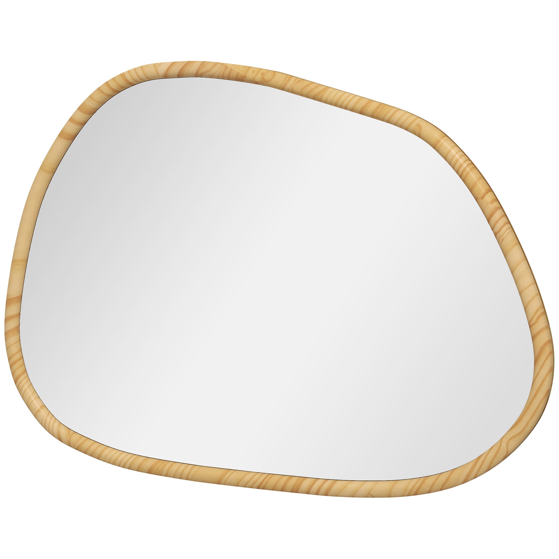 HOMCOM Wandspiegel Dekospiegel Spiegel, Vintage-Design, 70 cm x 2,1 cm x 50 cm, Massivholz, Natur
