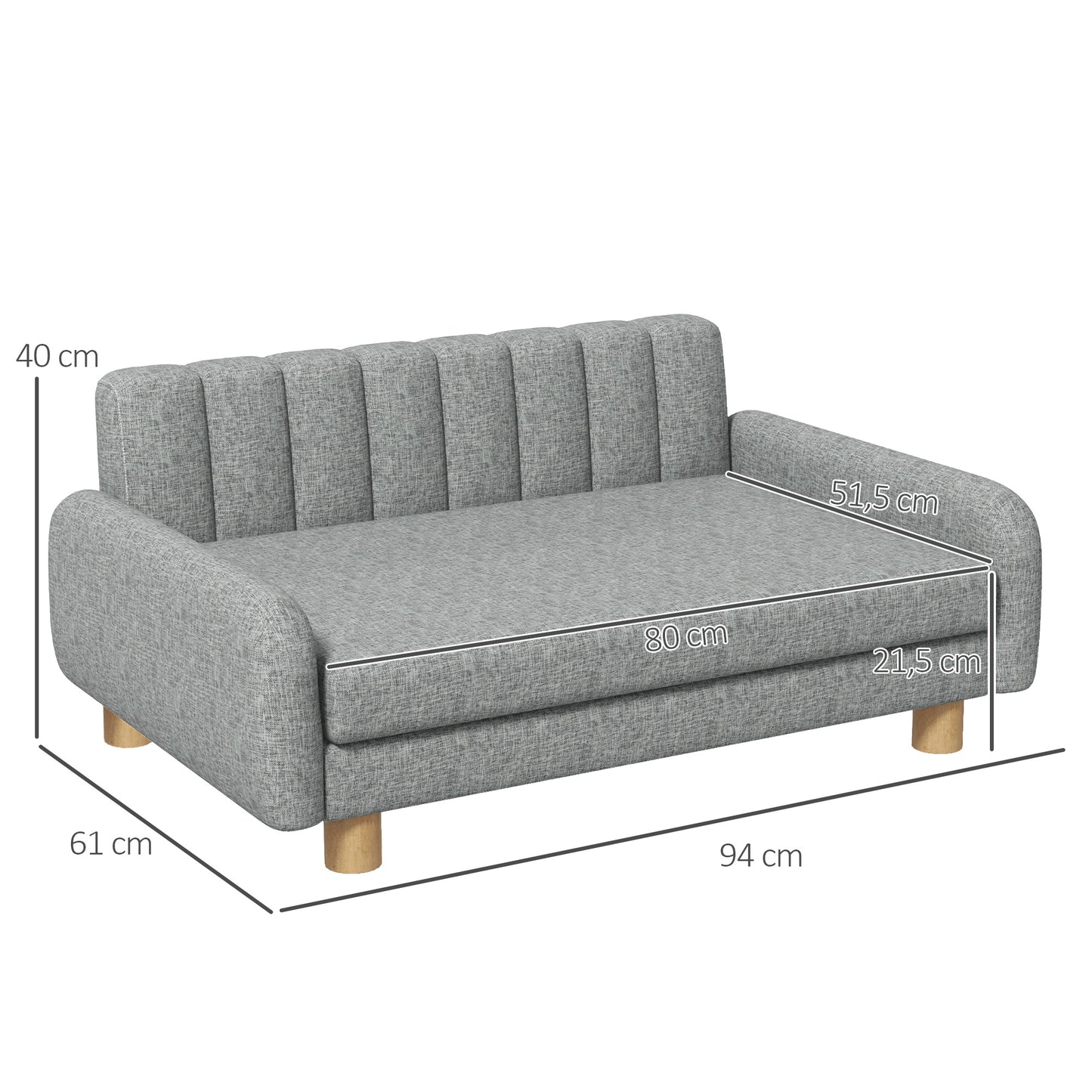 PawHut Hundebett، weiches Kissen، غسالة Bezug، rutschfeste Füße، غراو، 94B x 61T x 40H سم