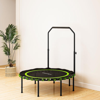 SPORTNOW Fitness-Trampolin mit verstellbarem Handlauf, Sport-Trampolin für drinnen und draußen, Stahl, Kunststoff, Grün