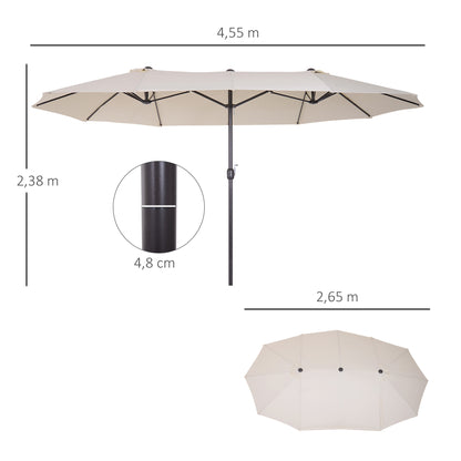 Outsunny XXL Sonnenschirm mit Handkurbel wetterbeständig 455 سم × 270 سم × 240 سم ستال بوليستر بيج