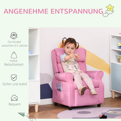 HOMCOM Kindersofa Kindercouch Kindersessel Stuhl Liegesofa verstellbar mit Fußstütze für 3-5 سنوات من الشباب وMädchen Rosa 58 x 53 x 70 سم