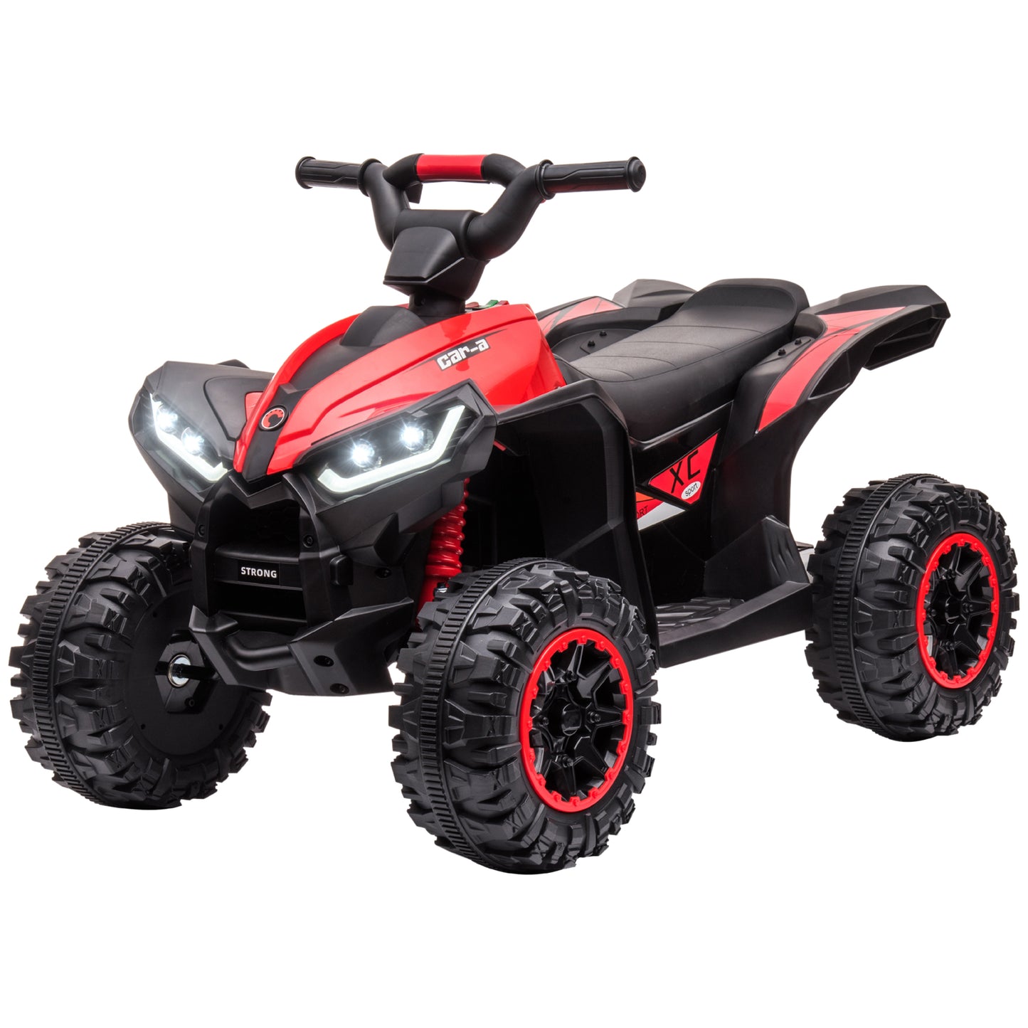 HOMCOM Elektro-Kinderquad, LED-Scheinwerfer, MP3-Player, Stoßdämpfer, ergonomischer Sitz, Rot+Schwarz