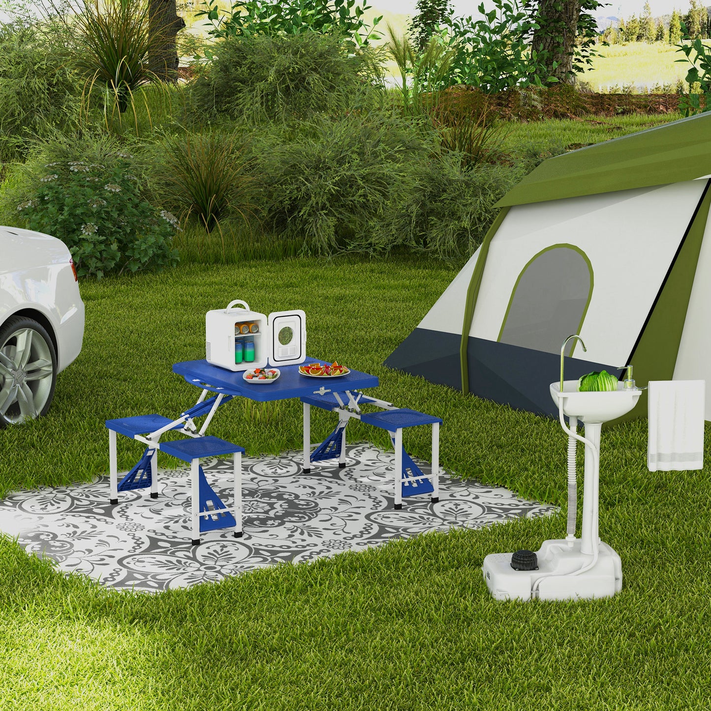 Outsunny Waschbecken Handwashbecken Mobiles Waschbecken، tragbar،inkl. راديرن، 51 سم × 33.5 سم × 103 سم، فايس