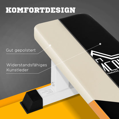 HOMCOM Hantelbank, Flachbank, Fitnessbank, Multifunktion Trainingsbank für zuhause Krafttraining, Stahl, Schwarz, 112x 62 x 43 cm