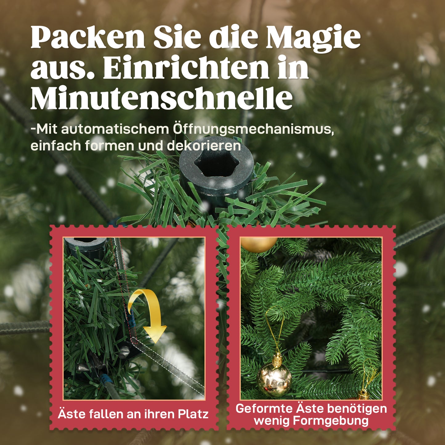 HOMCOM Künstlicher Weihnachtsbaum, realistisches Aussehen, klappbare Zweige, Holzsockel