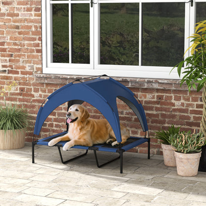 PawHut Hundebett Outdoor-Hundebett, wetterbeständig, erhöhtes Gestell, 106 x 76 x 94 cm, Dunkelblau