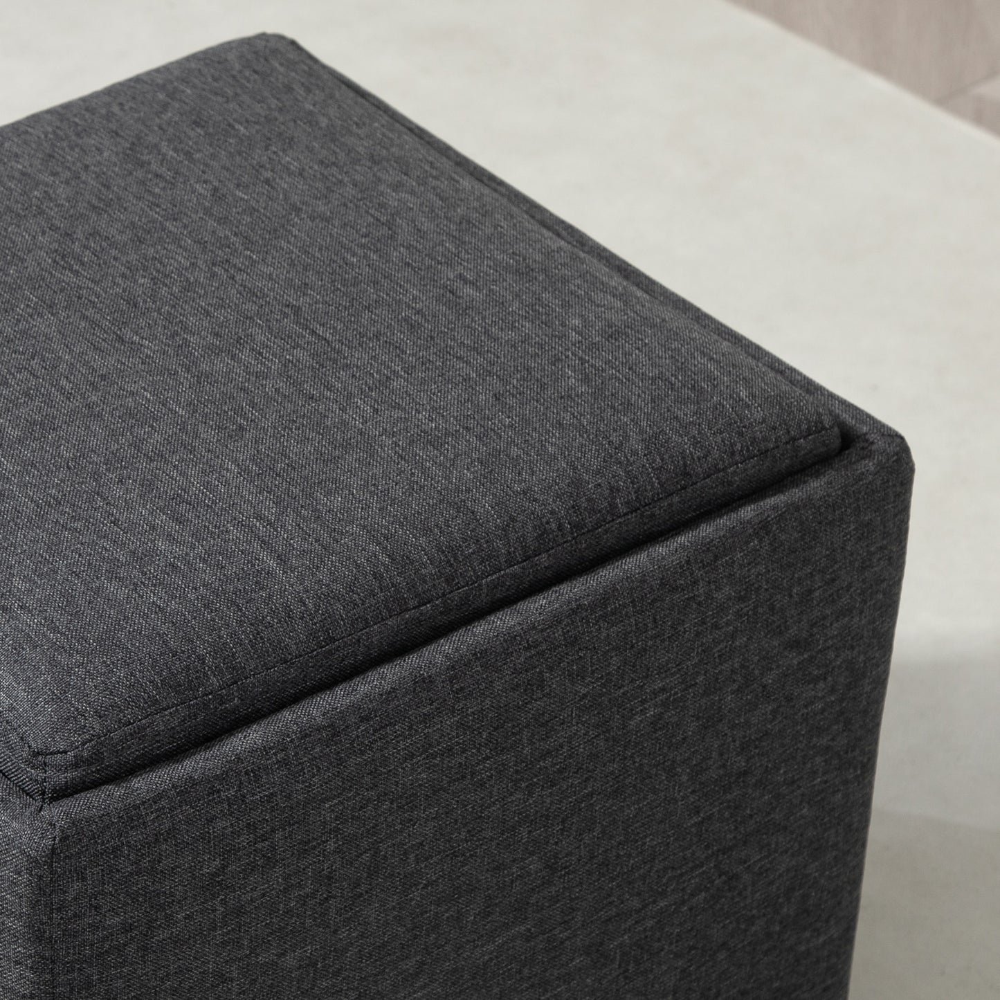 HOMCOM Sitzhocker mit Stauraum, Fußhocker, Polsterhocker, abnehmbarer Deckel, Bezug in Leinenoptik, 42 x 42 x 41 cm, Dunkelgrau