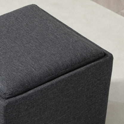 HOMCOM Sitzhocker mit Stauraum, Fußhocker, Polsterhocker, abnehmbarer Deckel, Bezug in Leinenoptik, 42 x 42 x 41 cm, Dunkelgrau