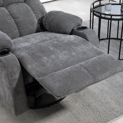 HOMCOM Relaxsessel mit Fußstütze, Liegesessel, drehbar, bis 150 kg, Stahlrahmen, 88x96x108cm, Dunkelgrau