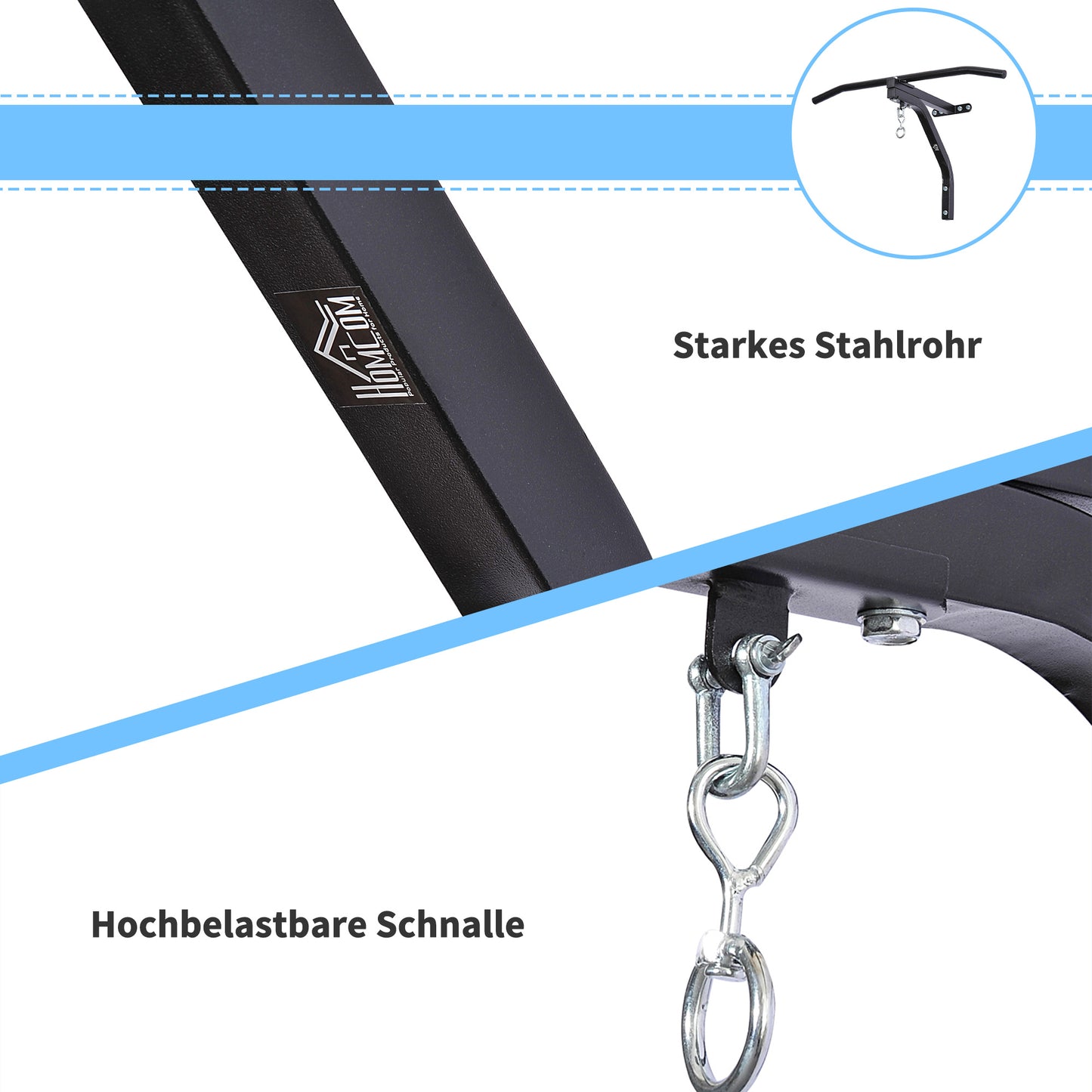HOMCOM Boxsackhalterung Wandhalterung Boxsack Sandsack Halterung Tragkraft Stahl Schwarz 93 x 47 x 51 cm