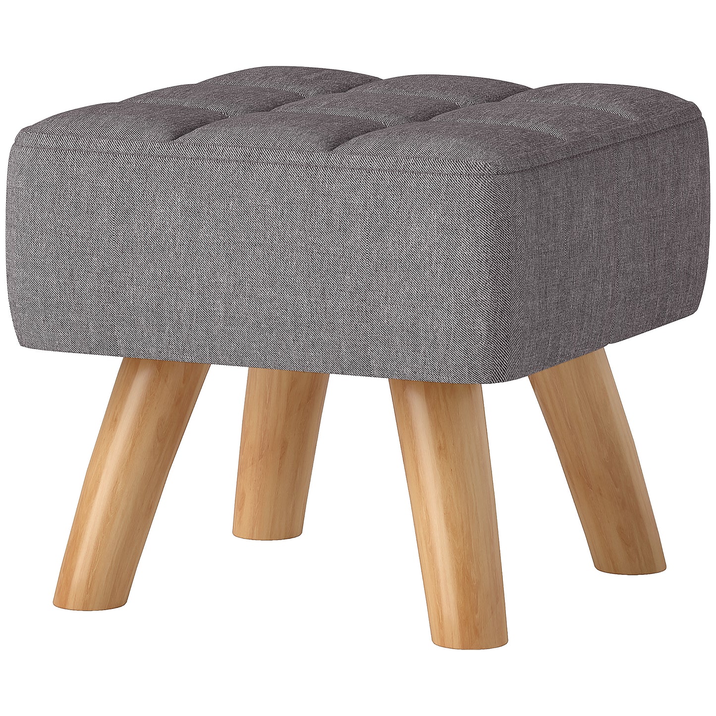 HOMCOM Fußhocker mit Polsterung, Leinenoptik, Holzbeine, bis 110 kg belastbar, Grau