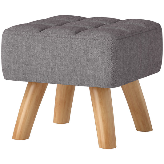 HOMCOM Fußhocker mit Polsterung, Leinenoptik, Holzbeine, bis 110 kg belastbar, Grau