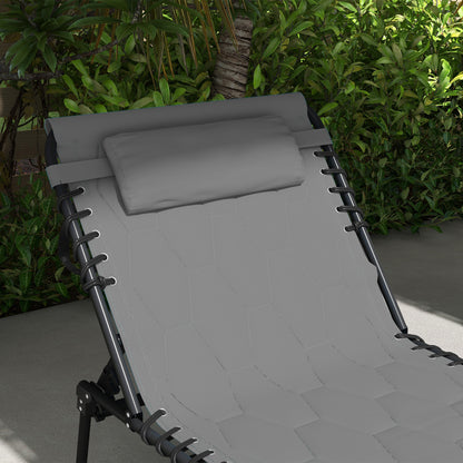 Outsunny Sonnenliege Liegestuhl Gartenliege, klappbar, inkl. Kissen, wetterbeständig; 188 cm x 65 cm x 36 cm, Grau + Schwarz