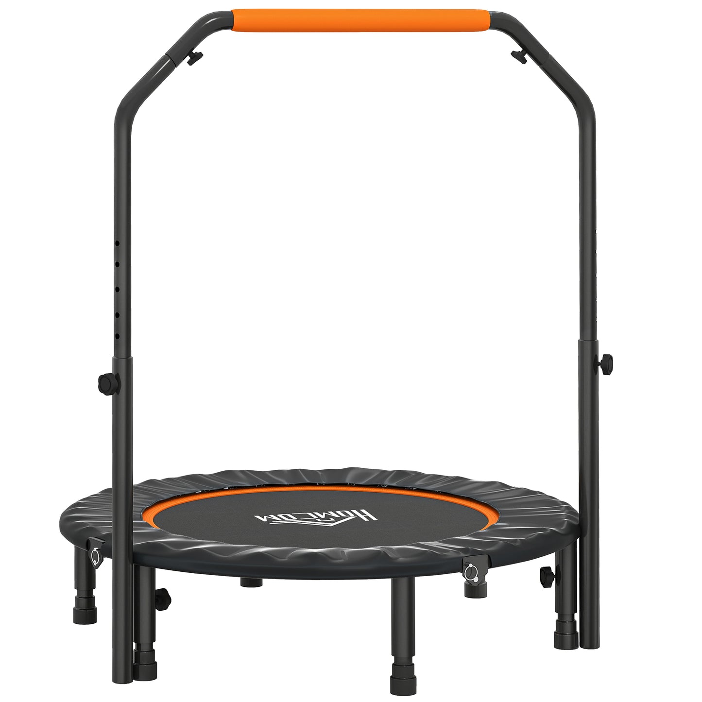 HOMCOM Fitnesstrampolin, klappbar, verstellbarer Haltegriff, Ø102 x 123H cm, bis 100 kg, Schwarz
