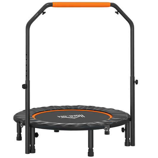 HOMCOM Fitnesstrampolin, klappbar, verstellbarer Haltegriff, Ø102 x 123H cm, bis 100 kg, Schwarz
